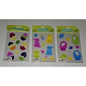 3 NEW Easter Gel Cling Window Decoration Lot Eggs Baskets Bunnies